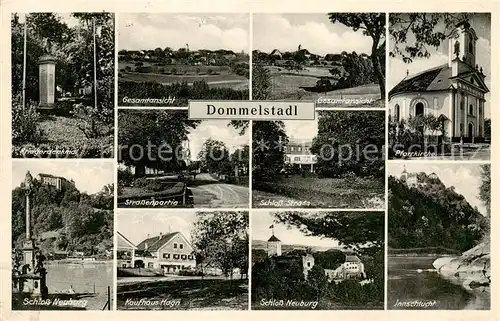 AK / Ansichtskarte 73820526 Dommelstadl_Neuburg_Inn Gesamtansicht Kriegerdenkmal Schloss Neuburg Kaufhaus Innschlucht Pfarrkirche Schloss Strass 