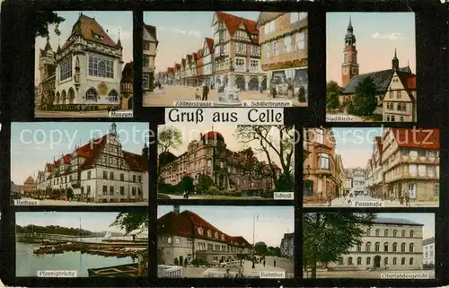 AK / Ansichtskarte 73820527 Celle__Niedersachsen Museum Innenstadt Schaeferbrunnen Kirche Rathaus Schloss Pfennigbruecke Bahnhof Oberlandesgericht 