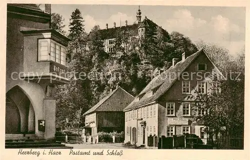 AK / Ansichtskarte  Herzberg_Harz Postamt und Schloss Herzberg Harz