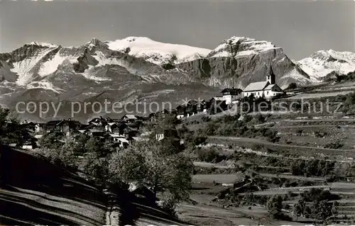AK / Ansichtskarte Vercorin sur Sierre_VS Panorama mit Wildhorn Rawilhorn und Schneidehorn Walliser Alpen 