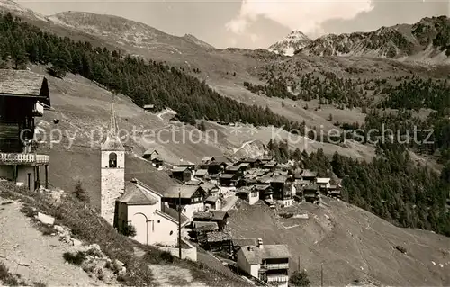 AK / Ansichtskarte Chandolin_Sierre_VS Bergdorf mit Kirche Blick gegen Bella Tola Walliser Alpen 