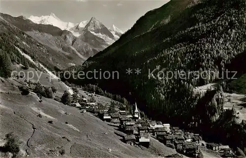 AK / Ansichtskarte Ayer__Sierre_VS Panorama Bergdorf Blick gegen Rothorn Besso Gabelhorn Walliser Alpen 