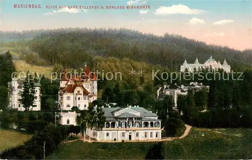 AK / Ansichtskarte  Marienbad_Tschechien_Boehmen Café Bellevue und Schloss Miramonte Marienbad_Tschechien