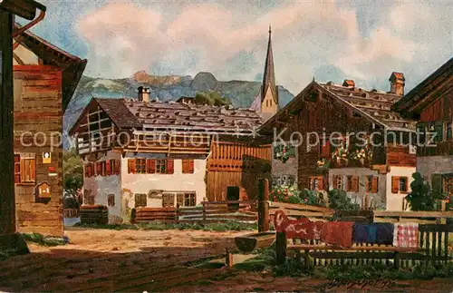 AK / Ansichtskarte  Oberstdorf Oststrasse Kuenstlerkarte von V. Marschall Oberstdorf