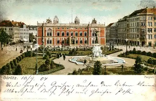 AK / Ansichtskarte  Goerlitz__Sachsen Postplatz Brunnen 