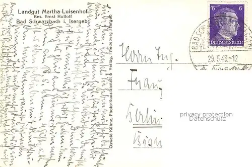 AK / Ansichtskarte 73820952 Bad_Schwarzbach_Flinsberg_Swieradow_Zdroj_Bad_PL Landgut Martha Luisenhof 