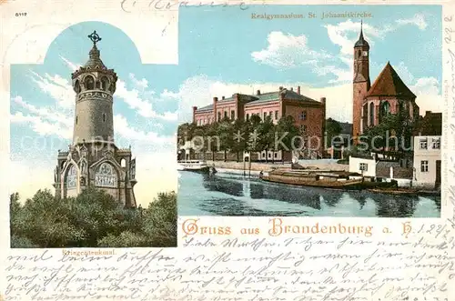 AK / Ansichtskarte  Brandenburg__Havel Kriegerdenkmal Realgymnasium St Johanniskirche 