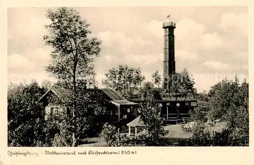 AK / Ansichtskarte 73820992 Geising_Erzgebirge Restaurant mit Luisenturm Geising Erzgebirge