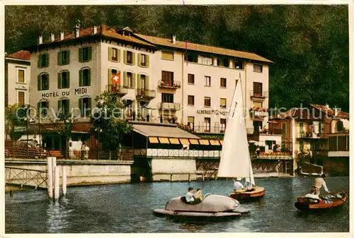 AK / Ansichtskarte Cassarate_Lugano_TI Hotel du Midi au Lac Cassarate_Lugano_TI