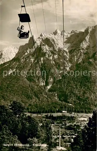 AK / Ansichtskarte 73821105 Sessellift_Chairlift_Telesiege Berglift Mittenwald Kranzberg 