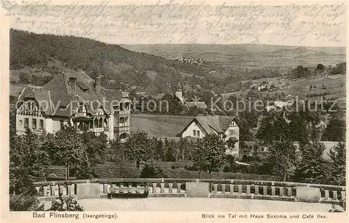 AK / Ansichtskarte  Bad_Flinsberg_Swieradow_Zdroj_PL Blick ins Tal mit Haus Saxonia und Cafe Ilse 