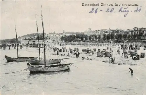 AK / Ansichtskarte  Zinnowitz_Ostseebad Strandpartie Zinnowitz_Ostseebad