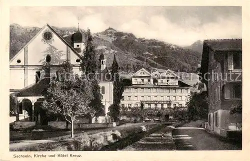 AK / Ansichtskarte Sachseln_OW Kirche und Hotel Kreuz Sachseln OW