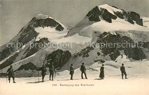 AK / Ansichtskarte Breithorn_3785m_Loetschental_VS Besteigung des Breithorns 