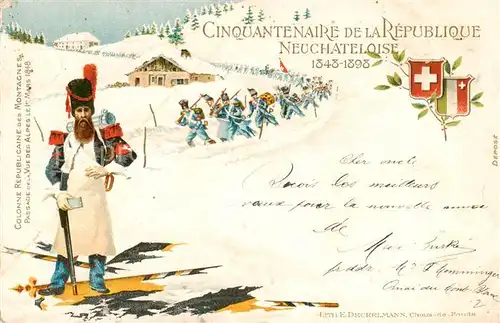 AK / Ansichtskarte Neuchatel_NE Colonne Republicaine des Montagnes Passage de la Vue des Alpes le 1er Mars 1848 Neuchatel NE