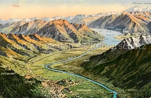 AK / Ansichtskarte Bellinzona_TI Panoramakarte mit Lago Maggiore 
