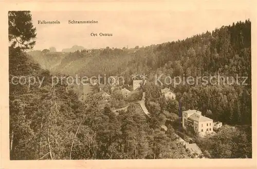 AK / Ansichtskarte 73821319 Bad_Schandau mit Falkenstein Schrammsteine Ostrau und Villen auf Ostrauer Flur Feldpost Bad_Schandau