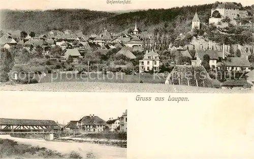 AK / Ansichtskarte Laupen_BE Panorama Gedeckte Bruecke Laupen_BE