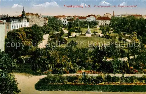 AK / Ansichtskarte 73821392 Frankenberg_Sachsen Friedenspark mit Siegesdenkmal Frankenberg Sachsen