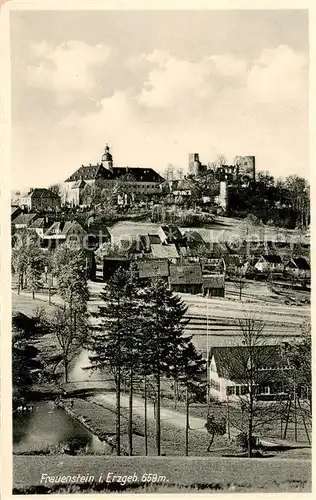 AK / Ansichtskarte  Frauenstein_Brand-Erbisdorf_Osterzgebirge Ortsansicht mit Schloss Ruine 