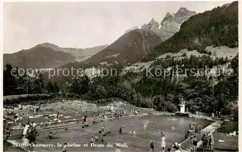 AK / Ansichtskarte Champery_VS La piscine et Dents du Midi 