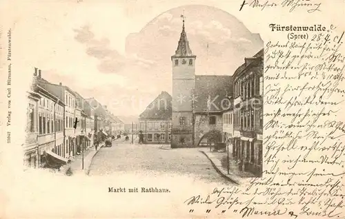 AK / Ansichtskarte 73821421 Fuerstenwalde_Spree Markt mit Rathaus Fuerstenwalde_Spree