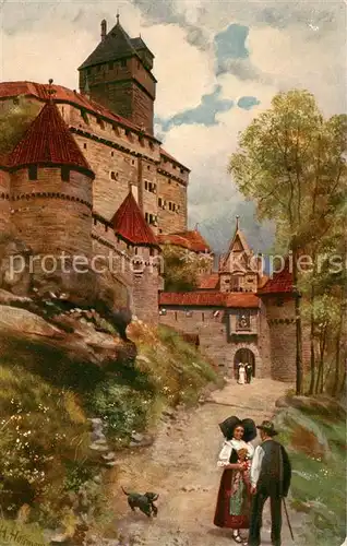 AK / Ansichtskarte Hohkoenigsburg_Haut Koenigsbourg Partie an der Burg Hohkoenigsburg