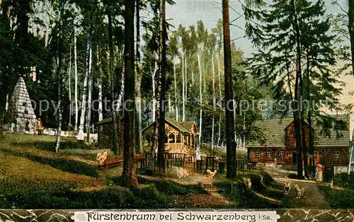 AK / Ansichtskarte  Fuerstenbrunn_Schwarzenberg Koehlerhaus Hier wurde Prinz Albrecht 1455 durch Koehler Georg Schmidt aus Raeuberhand befreit Fuerstenbrunn