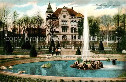 AK / Ansichtskarte  Freiberg__Sachsen Albertpark Brunnen Fontaene 