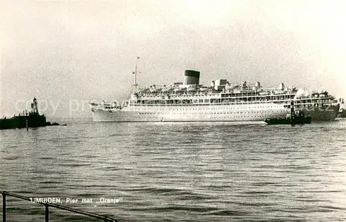 AK / Ansichtskarte  Dampfer_Oceanliner 1JMUIDEN Pier met Oranje  