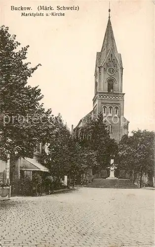 AK / Ansichtskarte  Buckow_Maerkische_Schweiz Marktplatz und Kirche Buckow_Maerkische_Schweiz