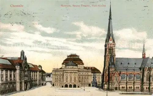 AK / Ansichtskarte 73822116 Chemnitz Museen Neues Theater Petri Kirche Chemnitz