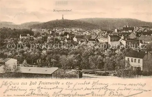 AK / Ansichtskarte  Bad_Freienwalde Panorama mit Kriegerdenkmal Bad_Freienwalde