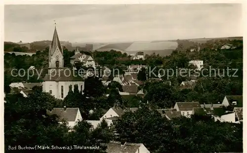 AK / Ansichtskarte  Bad_Buckow_Maerkische_Schweiz Panorama mit Kirche Bad_Buckow