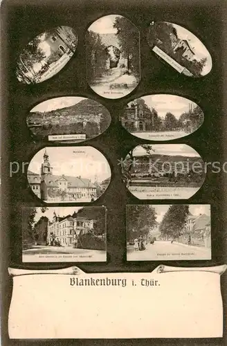 AK / Ansichtskarte 73822325 Blankenburg_Thueringen Ruine Greifenstein Kapelle Ortsblick Bahnhofstrasse Postamt Marktplatz Hotel Chresopras Untere Marktstrasse Blankenburg_Thueringen