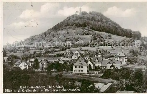 AK / Ansichtskarte 73822340 Bad_Blankenburg Burg Greifenstein Blick von Bieblers Bahnhofshotel Bad_Blankenburg