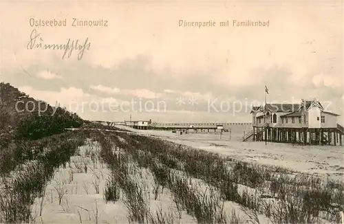 AK / Ansichtskarte  Zinnowitz_Ostseebad Duenenpartie mit Familienbad Zinnowitz_Ostseebad