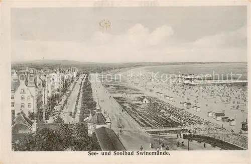 AK / Ansichtskarte  Swinemuende_Swinoujscie See und Solbad Strand Swinemuende Swinoujscie