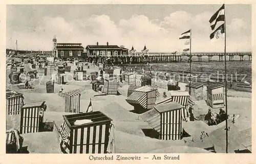 AK / Ansichtskarte  Zinnowitz_Ostseebad Strand Seebruecke Zinnowitz_Ostseebad