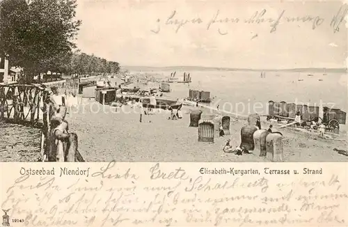 AK / Ansichtskarte 73822472 Niendorf__Ostseebad_Timmendorferstrand Elisabeth Kurgarten Terrasse und Strand 