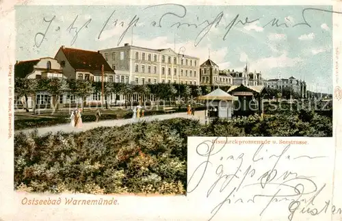AK / Ansichtskarte 73822489 Warnemuende_Ostseebad Bismarckpromenade und Seestrasse Warnemuende_Ostseebad