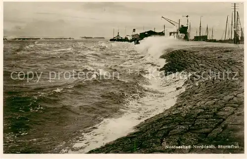 AK / Ansichtskarte  Norddeich__Norden_Nordseebad Sturmflut 