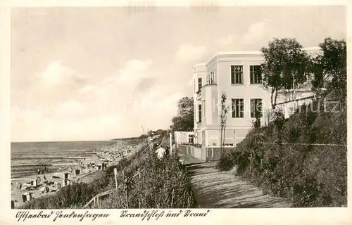 AK / Ansichtskarte 73822504 Henkenhagen_Ustronie_Morskie_PL Strandschloss und Strand 