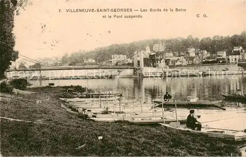 AK / Ansichtskarte Villeneuve Saint Georges_94 Les Bords de la Seine et le Pont suspendu 