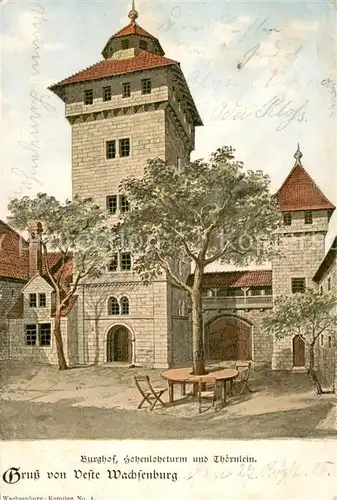 AK / Ansichtskarte 73822635 Wachsenburg_Veste_Thueringen Burghof Hohenloheturm und Thoernlein 