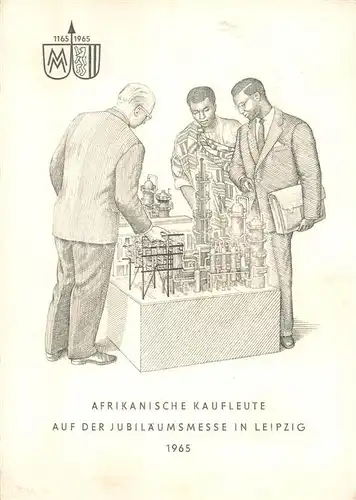 AK / Ansichtskarte 73822638 Leipzig Afrikanische Kaufleute auf der Jubilaeumsmesse in Leipzig Zeichnung Leipzig