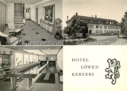 AK / Ansichtskarte Kerzers Hotel Loewen Flur Kegelbahn Kerzers