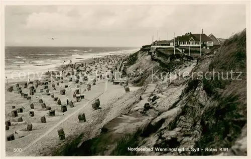 AK / Ansichtskarte  Wenningstedt_Sylt Rotes Kliff mit Strand Wenningstedt_Sylt