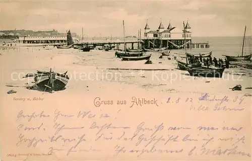 AK / Ansichtskarte  Ahlbeck_Ostseebad Strand Seebruecke Ahlbeck_Ostseebad