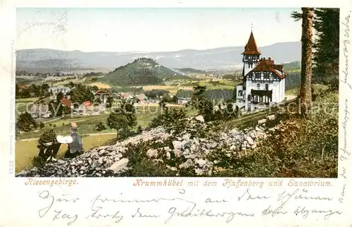 AK / Ansichtskarte 73822845 Krummhuebel_Karpacz_Riesengebirge_PL mit dem Pfaffenberg und Sanatorium 